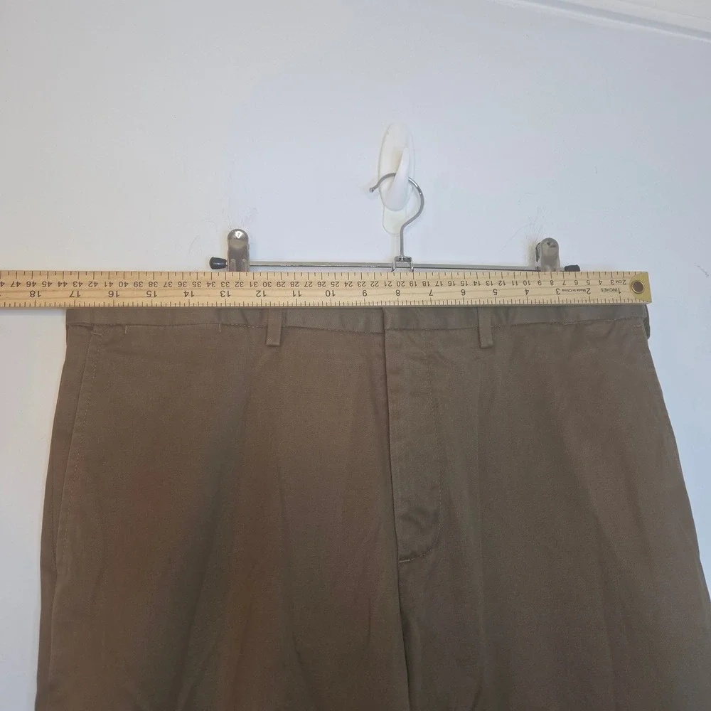 Lands End Mens Traditional Fit Chino Pants Brown 100% Cotton Flat Front Casual